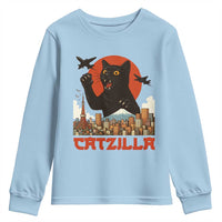 Catzilla Youth Sweatshirt Funny Giant Cat Monster Roaring Tokyo Japan - Wonder Print Shop