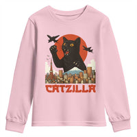 Catzilla Youth Sweatshirt Funny Giant Cat Monster Roaring Tokyo Japan - Wonder Print Shop