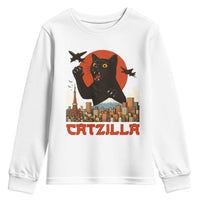 Catzilla Youth Sweatshirt Funny Giant Cat Monster Roaring Tokyo Japan - Wonder Print Shop