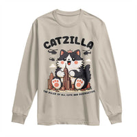 Cute Catzilla Long Sleeve Shirt The Ruler Of All Cute And Destructive Funny - Wonder Print Shop