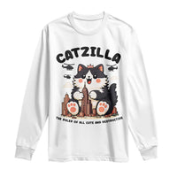 Cute Catzilla Long Sleeve Shirt The Ruler Of All Cute And Destructive Funny - Wonder Print Shop