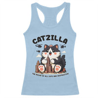 Cute Catzilla Racerback Tank Top The Ruler Of All Cute And Destructive Funny - Wonder Print Shop