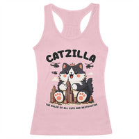 Cute Catzilla Racerback Tank Top The Ruler Of All Cute And Destructive Funny - Wonder Print Shop