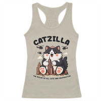 Cute Catzilla Racerback Tank Top The Ruler Of All Cute And Destructive Funny - Wonder Print Shop
