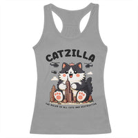 Cute Catzilla Racerback Tank Top The Ruler Of All Cute And Destructive Funny - Wonder Print Shop