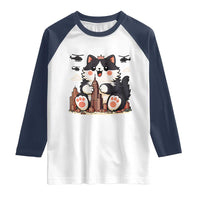 Cute Catzilla Raglan Shirt The Ruler Of All Cute And Destructive Funny - Wonder Print Shop