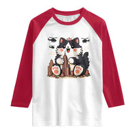 Cute Catzilla Raglan Shirt The Ruler Of All Cute And Destructive Funny - Wonder Print Shop