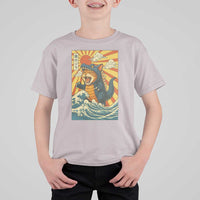 Catzilla T Shirt For Kid Kawaii Cat Monster Japanese Sun Wave Art - Wonder Print Shop