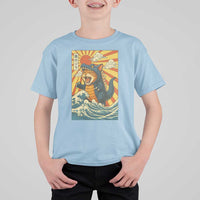 Catzilla T Shirt For Kid Kawaii Cat Monster Japanese Sun Wave Art - Wonder Print Shop