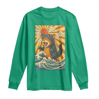 Catzilla Long Sleeve Shirt Kawaii Cat Monster Japanese Sun Wave Art - Wonder Print Shop