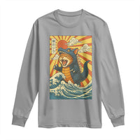 Catzilla Long Sleeve Shirt Kawaii Cat Monster Japanese Sun Wave Art - Wonder Print Shop