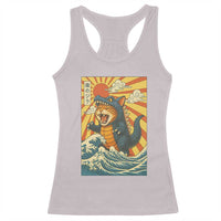 Catzilla Racerback Tank Top Kawaii Cat Monster Japanese Sun Wave Art - Wonder Print Shop