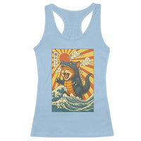 Catzilla Racerback Tank Top Kawaii Cat Monster Japanese Sun Wave Art - Wonder Print Shop