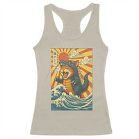 Catzilla Racerback Tank Top Kawaii Cat Monster Japanese Sun Wave Art - Wonder Print Shop