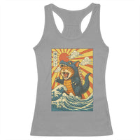 Catzilla Racerback Tank Top Kawaii Cat Monster Japanese Sun Wave Art - Wonder Print Shop
