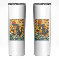 Catzilla Skinny Tumbler Kawaii Cat Monster Japanese Sun Wave Art