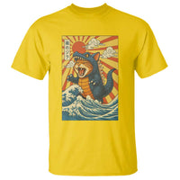 Catzilla T Shirt Kawaii Cat Monster Japanese Sun Wave Art - Wonder Print Shop