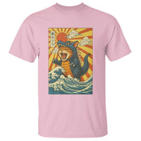 Catzilla T Shirt Kawaii Cat Monster Japanese Sun Wave Art - Wonder Print Shop