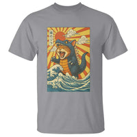 Catzilla T Shirt Kawaii Cat Monster Japanese Sun Wave Art - Wonder Print Shop