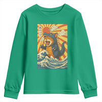 Catzilla Youth Sweatshirt Kawaii Cat Monster Japanese Sun Wave Art - Wonder Print Shop