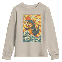 Catzilla Youth Sweatshirt Kawaii Cat Monster Japanese Sun Wave Art - Wonder Print Shop