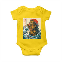 Catzilla Baby Onesie Cute Cat Eating Ramen Japanese Sun Wave Art - Wonder Print Shop