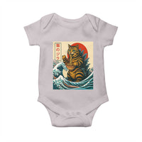 Catzilla Baby Onesie Cute Cat Eating Ramen Japanese Sun Wave Art - Wonder Print Shop