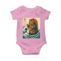 Catzilla Baby Onesie Cute Cat Eating Ramen Japanese Sun Wave Art - Wonder Print Shop