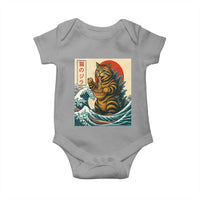Catzilla Baby Onesie Cute Cat Eating Ramen Japanese Sun Wave Art - Wonder Print Shop