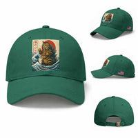 Cute Giant Cat Monster Eating Ramen Baseball Cap Japanese Sun Wave Art