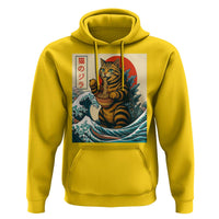 Catzilla Hoodie Cute Cat Eating Ramen Japanese Sun Wave Art - Wonder Print Shop
