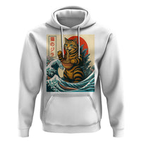 Catzilla Hoodie Cute Cat Eating Ramen Japanese Sun Wave Art - Wonder Print Shop