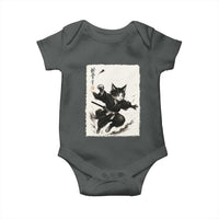 Samurai Cat Baby Onesie Japanese Sumie Cat Warrior Art - Wonder Print Shop