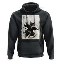 Samurai Cat Hoodie Japanese Sumie Cat Warrior Art - Wonder Print Shop