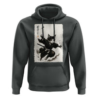Samurai Cat Hoodie Japanese Sumie Cat Warrior Art - Wonder Print Shop