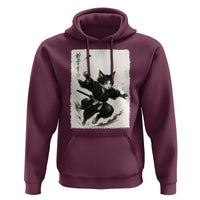 Samurai Cat Hoodie Japanese Sumie Cat Warrior Art - Wonder Print Shop