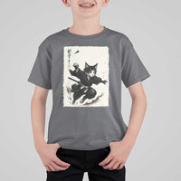 Samurai Cat T Shirt For Kid Japanese Sumie Cat Warrior Art - Wonder Print Shop
