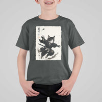 Samurai Cat T Shirt For Kid Japanese Sumie Cat Warrior Art - Wonder Print Shop