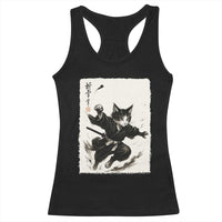 Samurai Cat Racerback Tank Top Japanese Sumie Cat Warrior Art - Wonder Print Shop