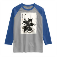 Samurai Cat Raglan Shirt Japanese Sumie Cat Warrior Art - Wonder Print Shop