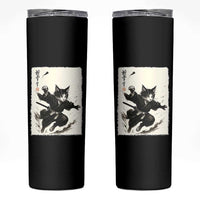 Samurai Cat Skinny Tumbler Japanese Sumie Cat Warrior Art