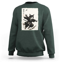 Samurai Cat Sweatshirt Japanese Sumie Cat Warrior Art - Wonder Print Shop