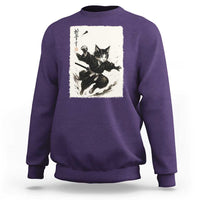 Samurai Cat Sweatshirt Japanese Sumie Cat Warrior Art - Wonder Print Shop