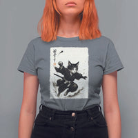Samurai Cat T Shirt For Women Japanese Sumie Cat Warrior Art - Wonder Print Shop