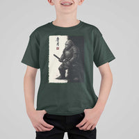 Samurai Bigfoot T Shirt For Kid Japanese Vintage Graphic Sumie Warrior Art - Wonder Print Shop