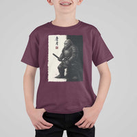 Samurai Bigfoot T Shirt For Kid Japanese Vintage Graphic Sumie Warrior Art - Wonder Print Shop