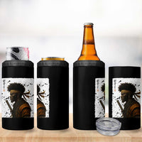 Afro American Samurai 4 in 1 Can Cooler Tumbler Japanese Vintage Graphic Sumie Katana