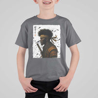 Afro American Samurai T Shirt For Kid Japanese Vintage Graphic Sumie Katana - Wonder Print Shop