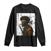 Afro American Samurai Long Sleeve Shirt Japanese Vintage Graphic Sumie Katana - Wonder Print Shop