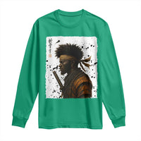 Afro American Samurai Long Sleeve Shirt Japanese Vintage Graphic Sumie Katana - Wonder Print Shop